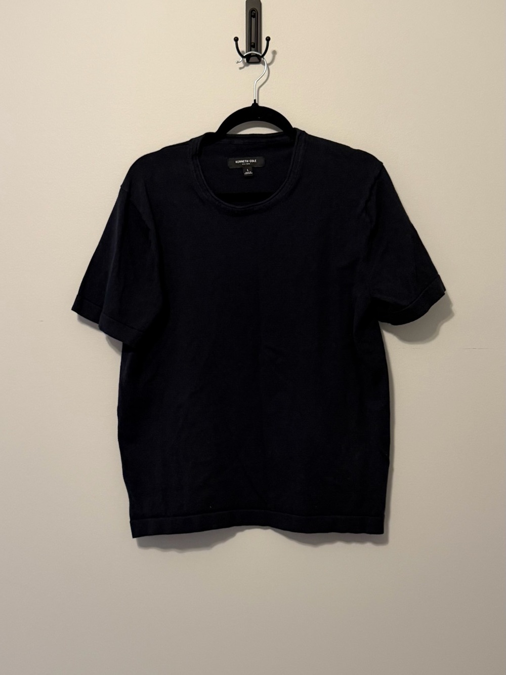 Kenneth Cole Navy Blue Knit Tee Top Women’s Large Minimalist Career